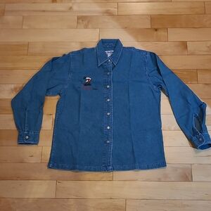 Vintage The Disney Store Size Medium Blue Denim Button-Up Shirt